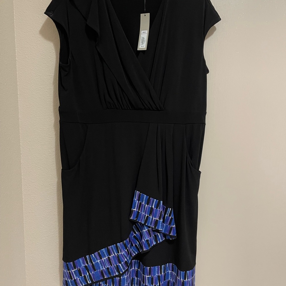 Apt. 9 Black and Blue Asymmetrical Wrap Dress size XL petite